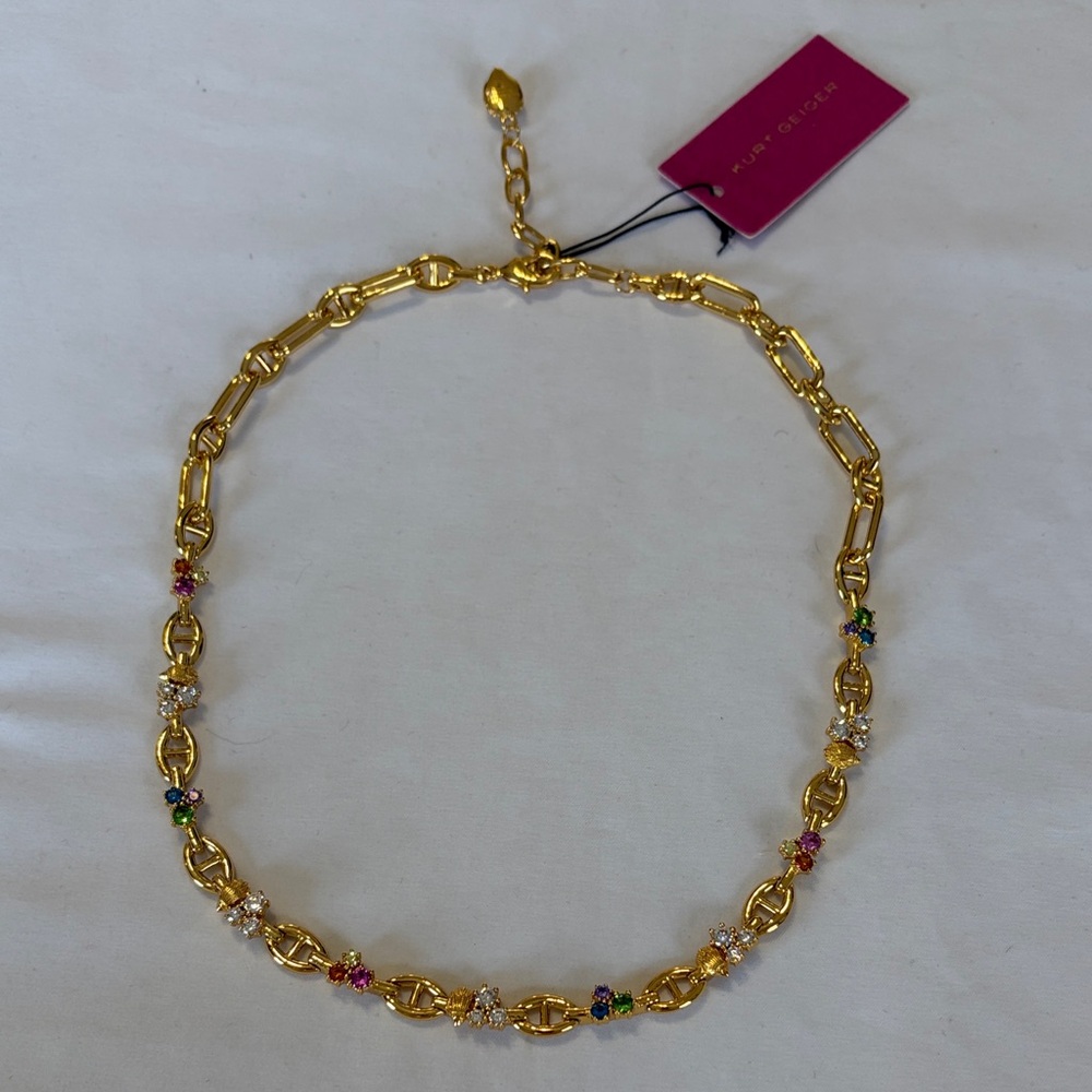 Kurt Geiger Cluster Link Gold Collar Necklace NWT